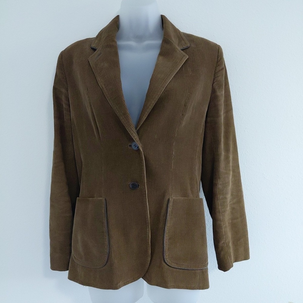 True Vintage Womens Corduroy Blazer Brown Medium Academia Heritage Preppy Retro